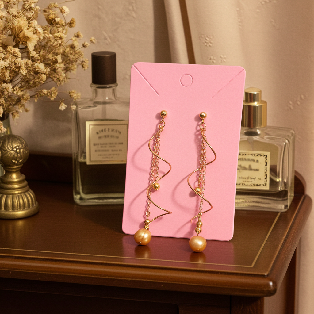 Gold Long Beaded Earrings
