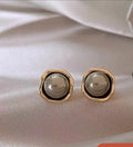 Geometric Gey Pearl Studs C