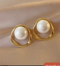 Retro Circle Pearl Earrings B