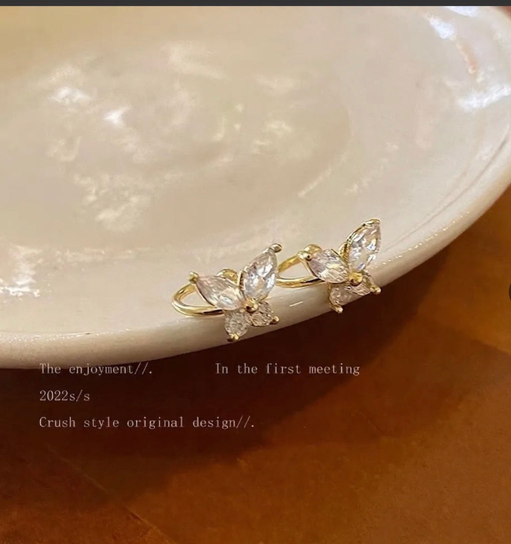 Zircon Butterfly Ear Clips
