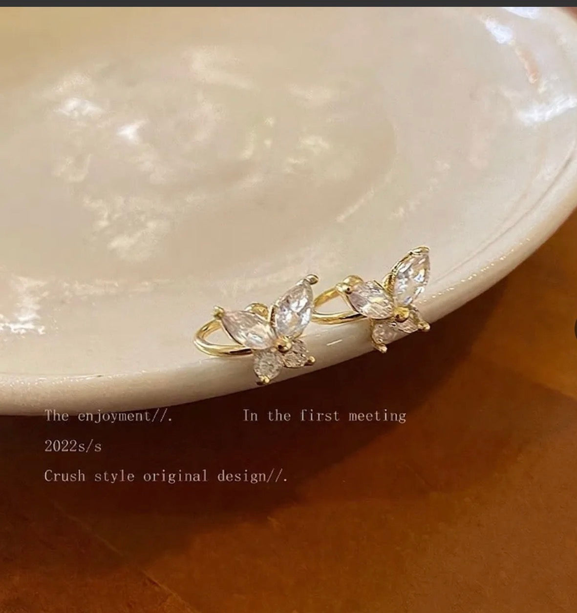 Zircon Butterfly Ear Clips