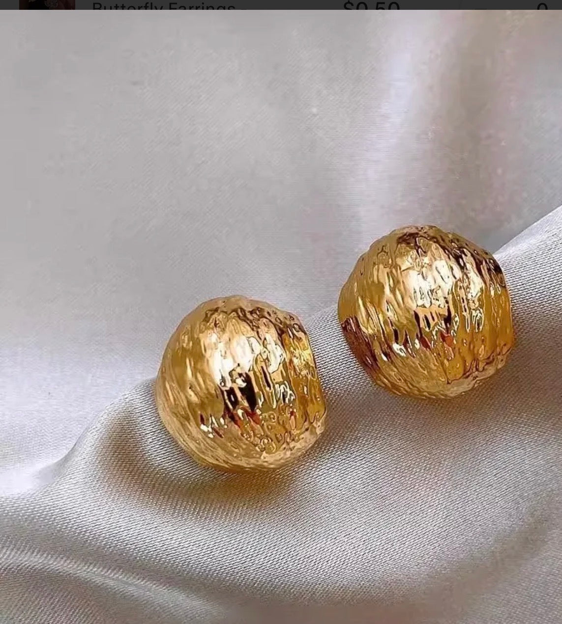 Exaggerated Pleated Metal Earrings