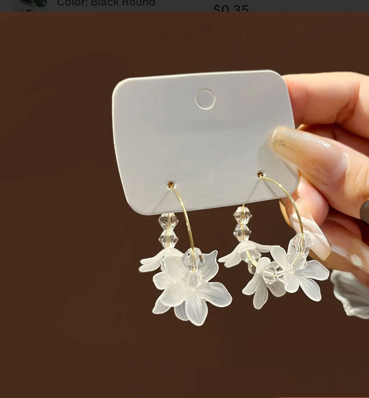Gold Hoop Frosted Petal Drop