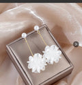 3D White Flower Pearl Thin Gold Rod