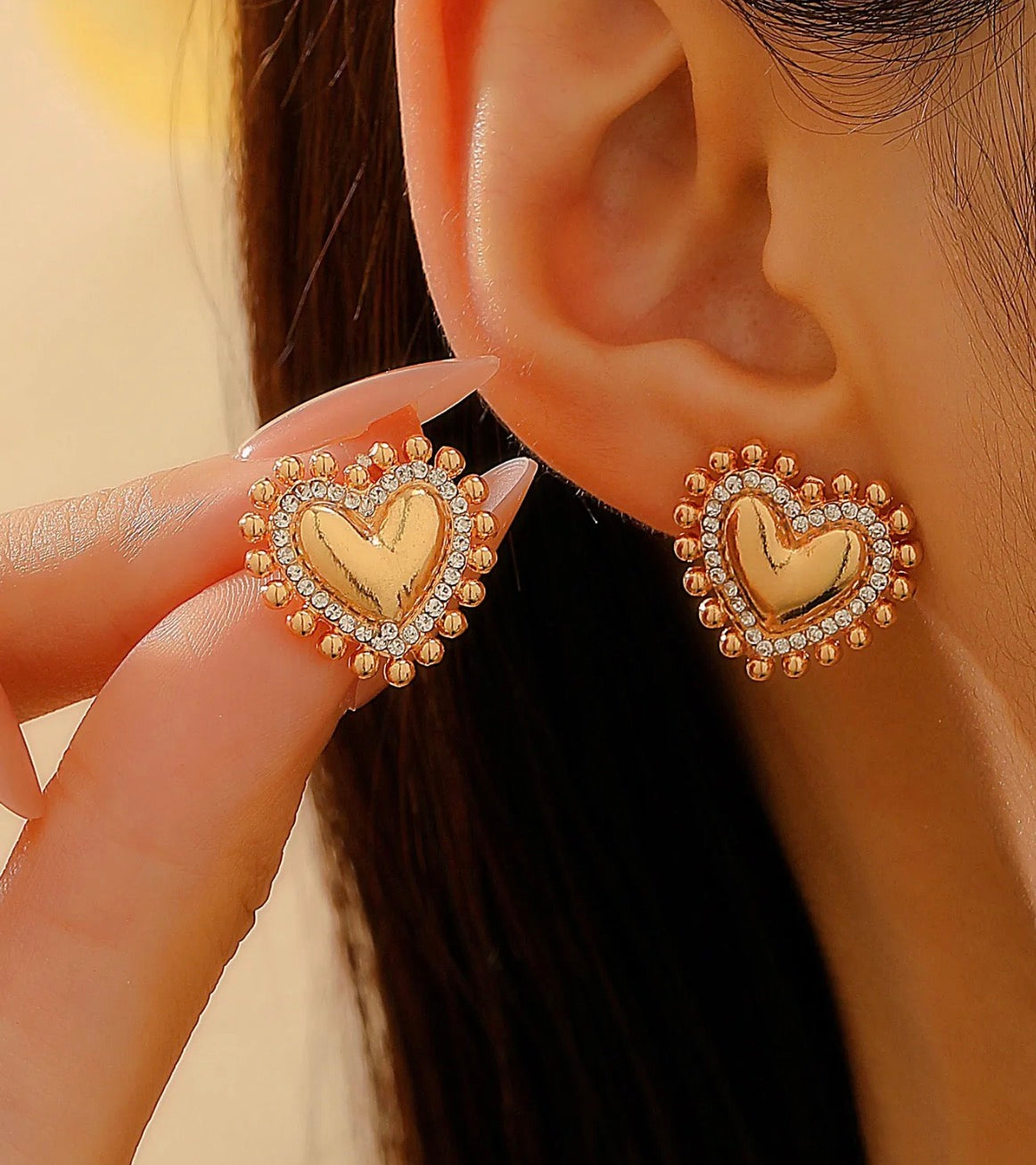 Gold Heart Rhinestone Border B
