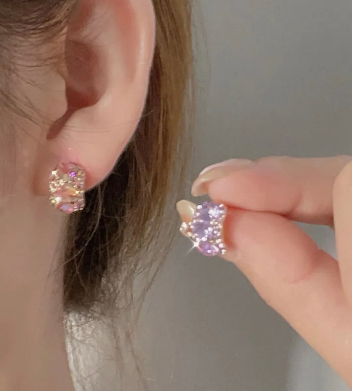 Gold Pink Purple Gem Cluster C
