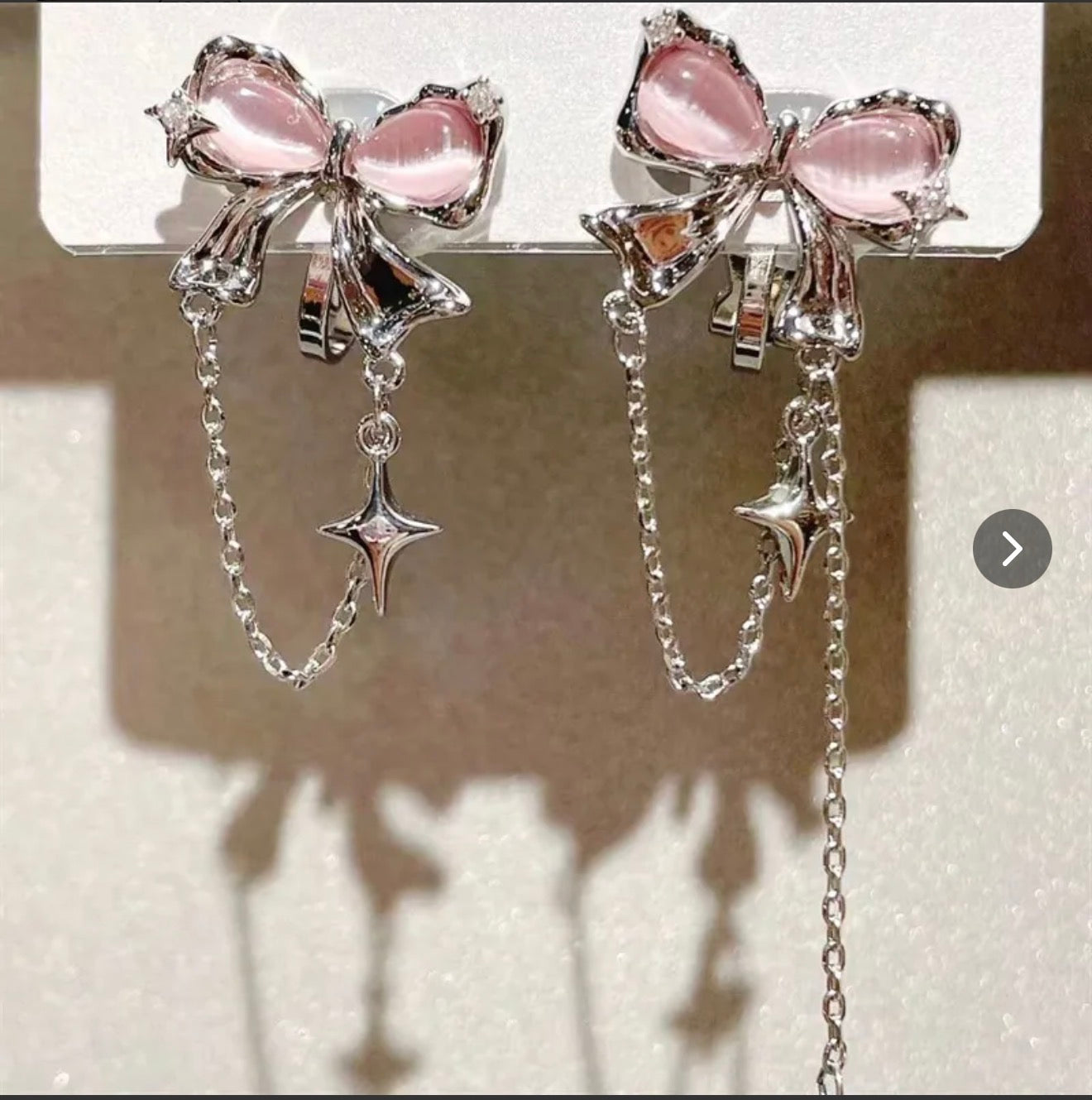 Pink Cats Eye Stone Bowknot B