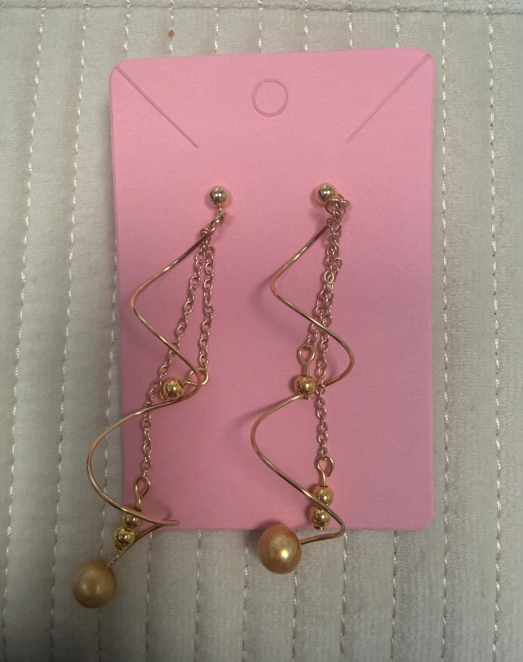Gold Long Beaded Earrings