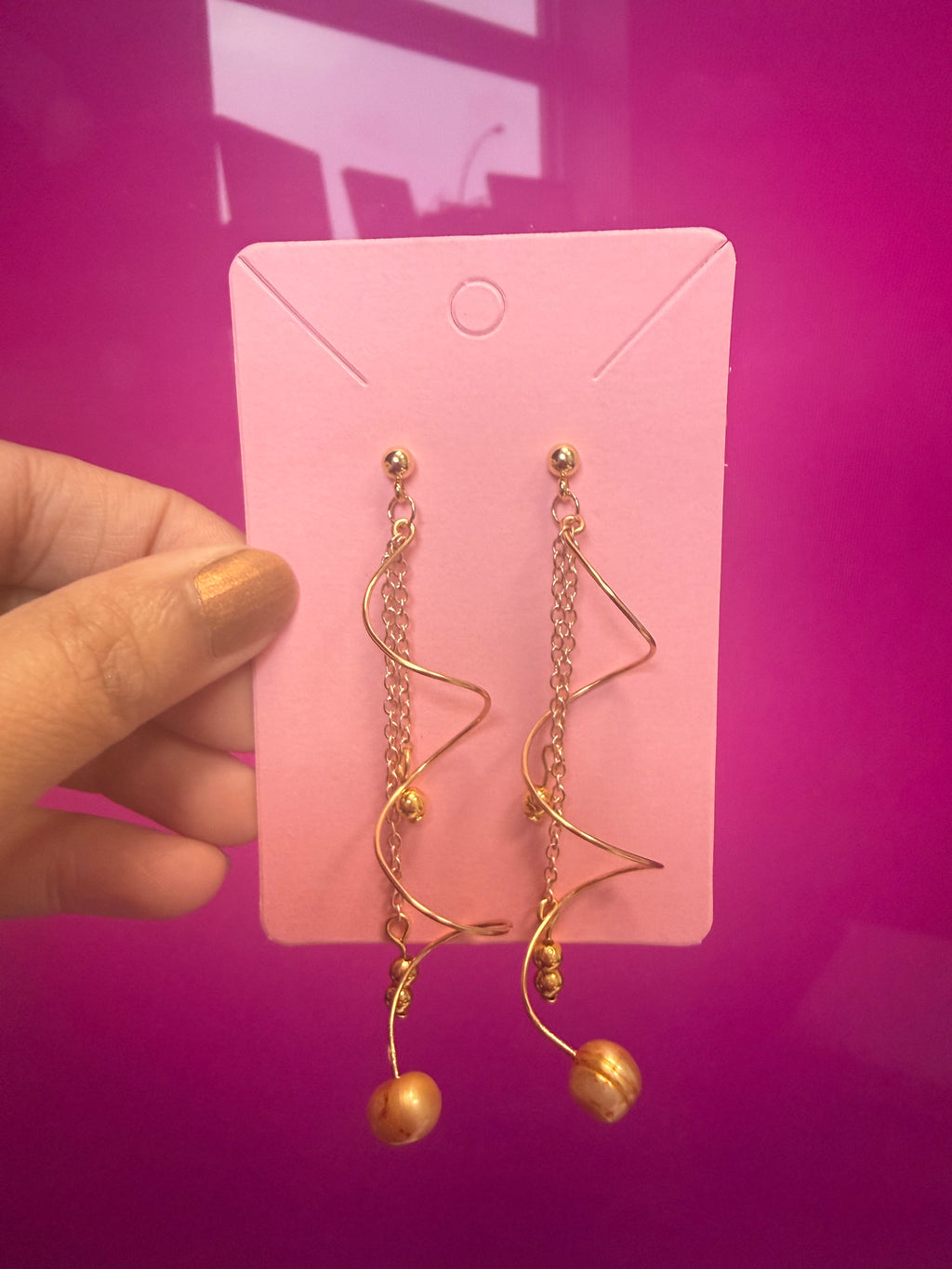 Gold Long Beaded Earrings