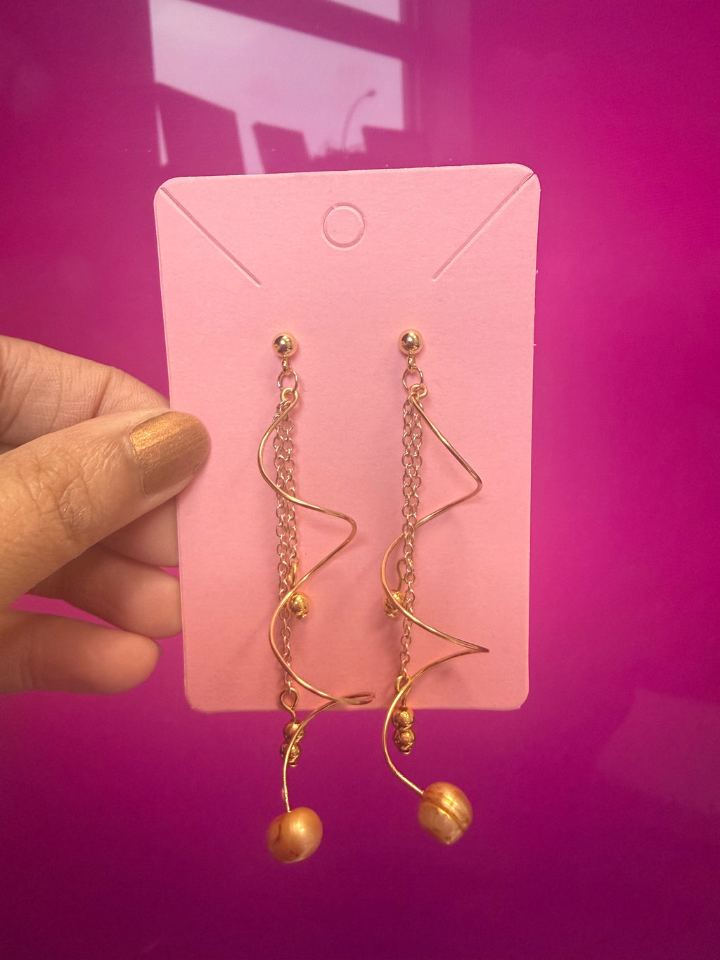 Gold Long Beaded Earrings