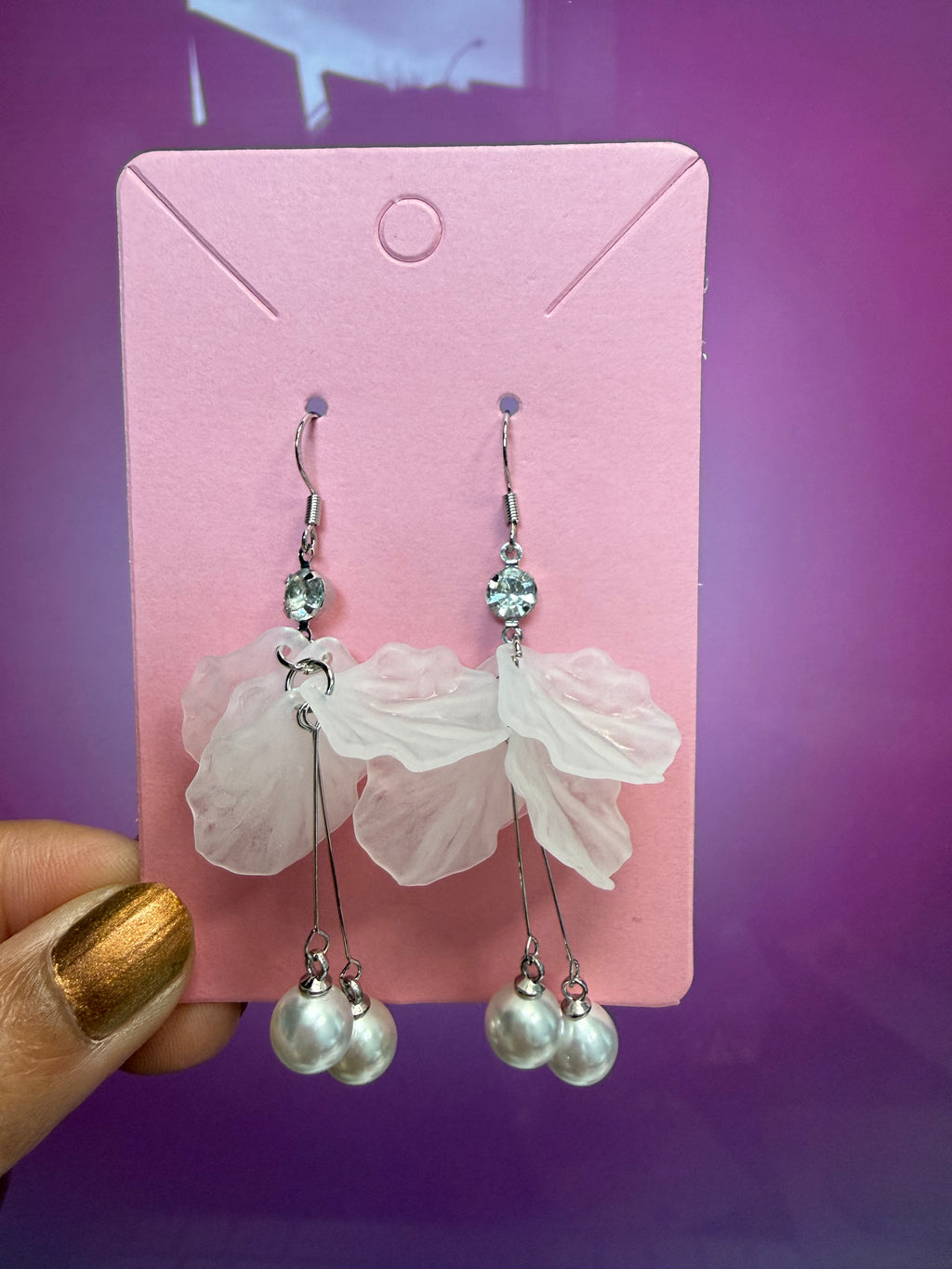 4 Petal Flower Rhinestone Center Tassel