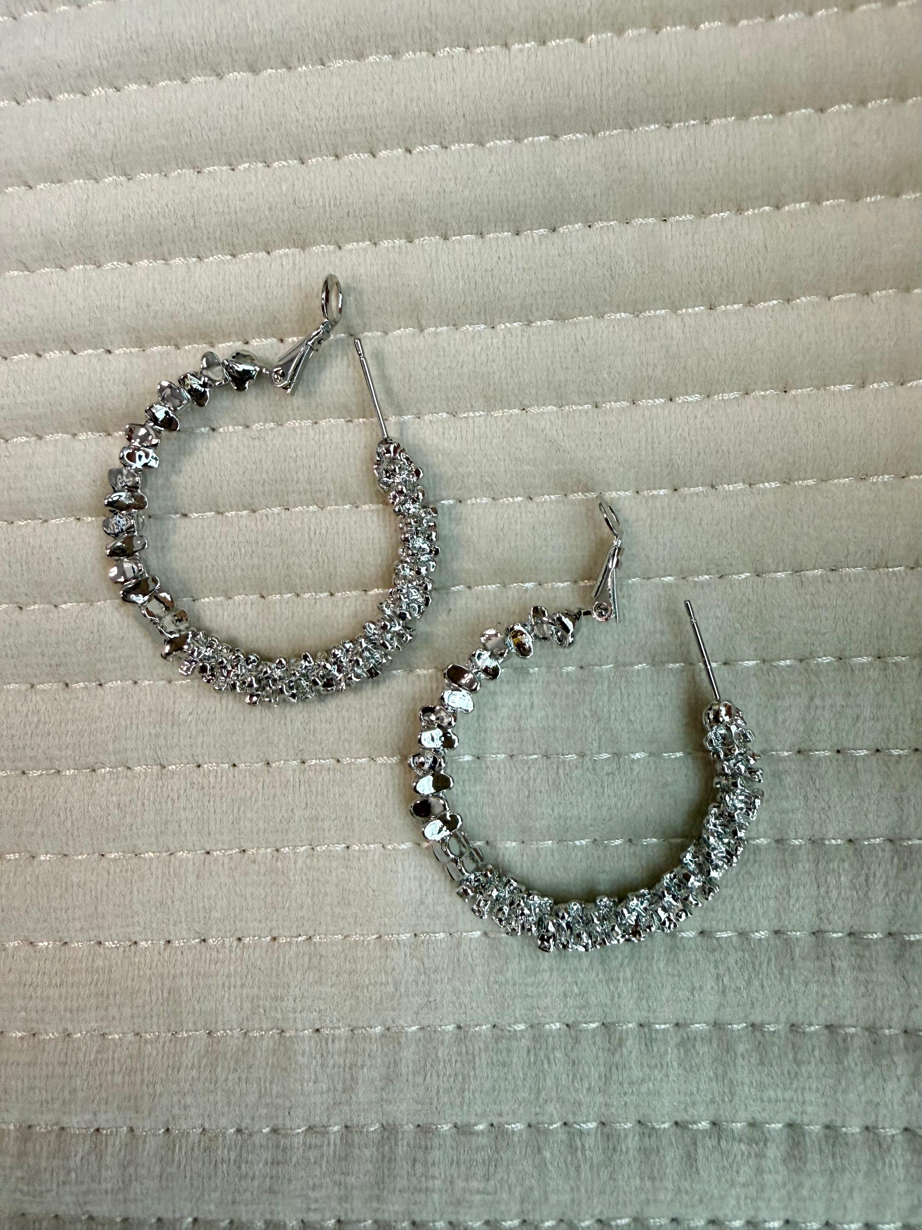 Patchwork Crush Silver Earring Post Elegant