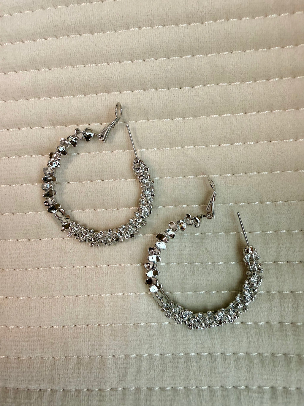 Patchwork Crush Silver Earring Post Elegant