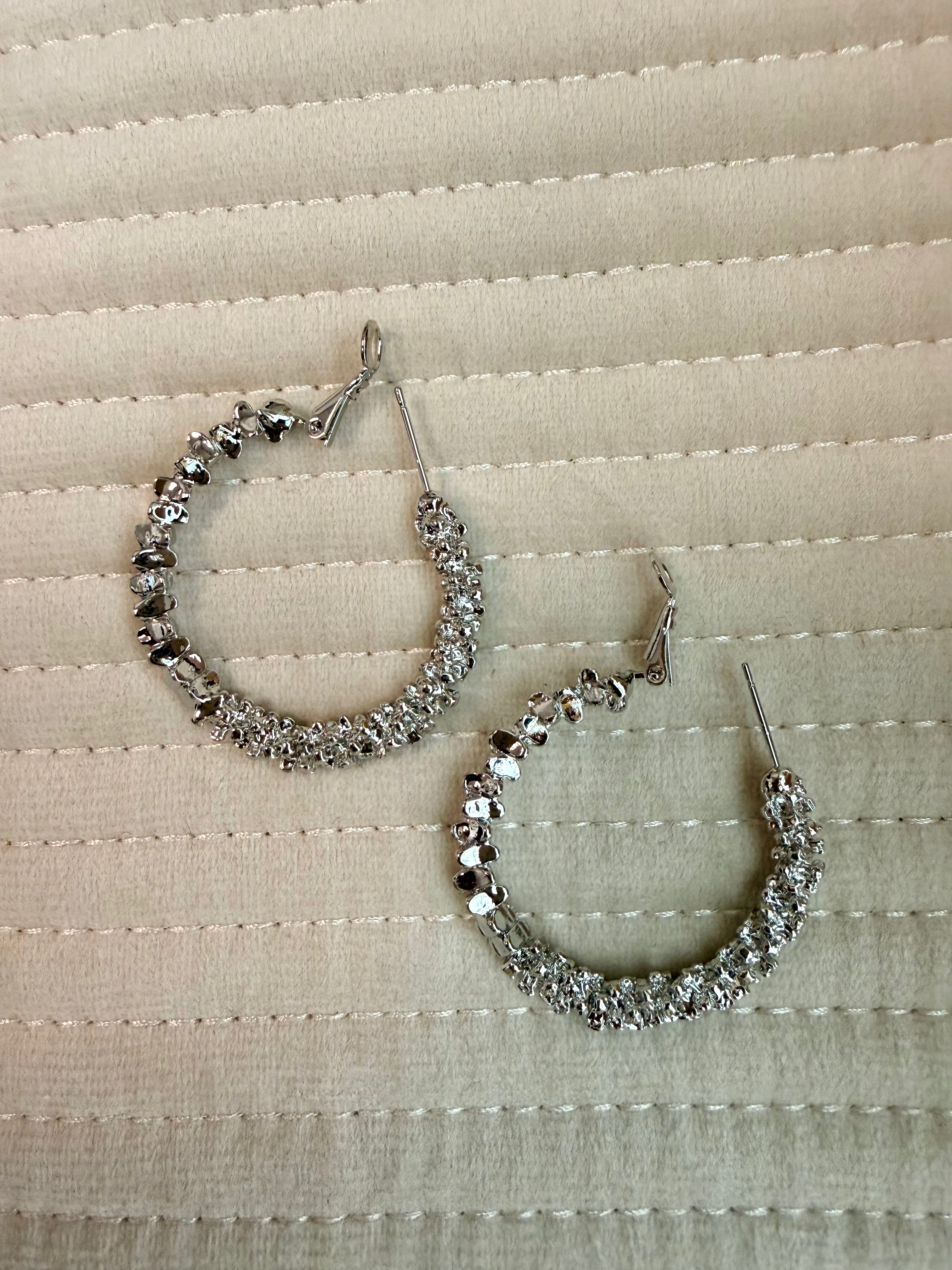 Patchwork Crush Silver Earring Post Elegant