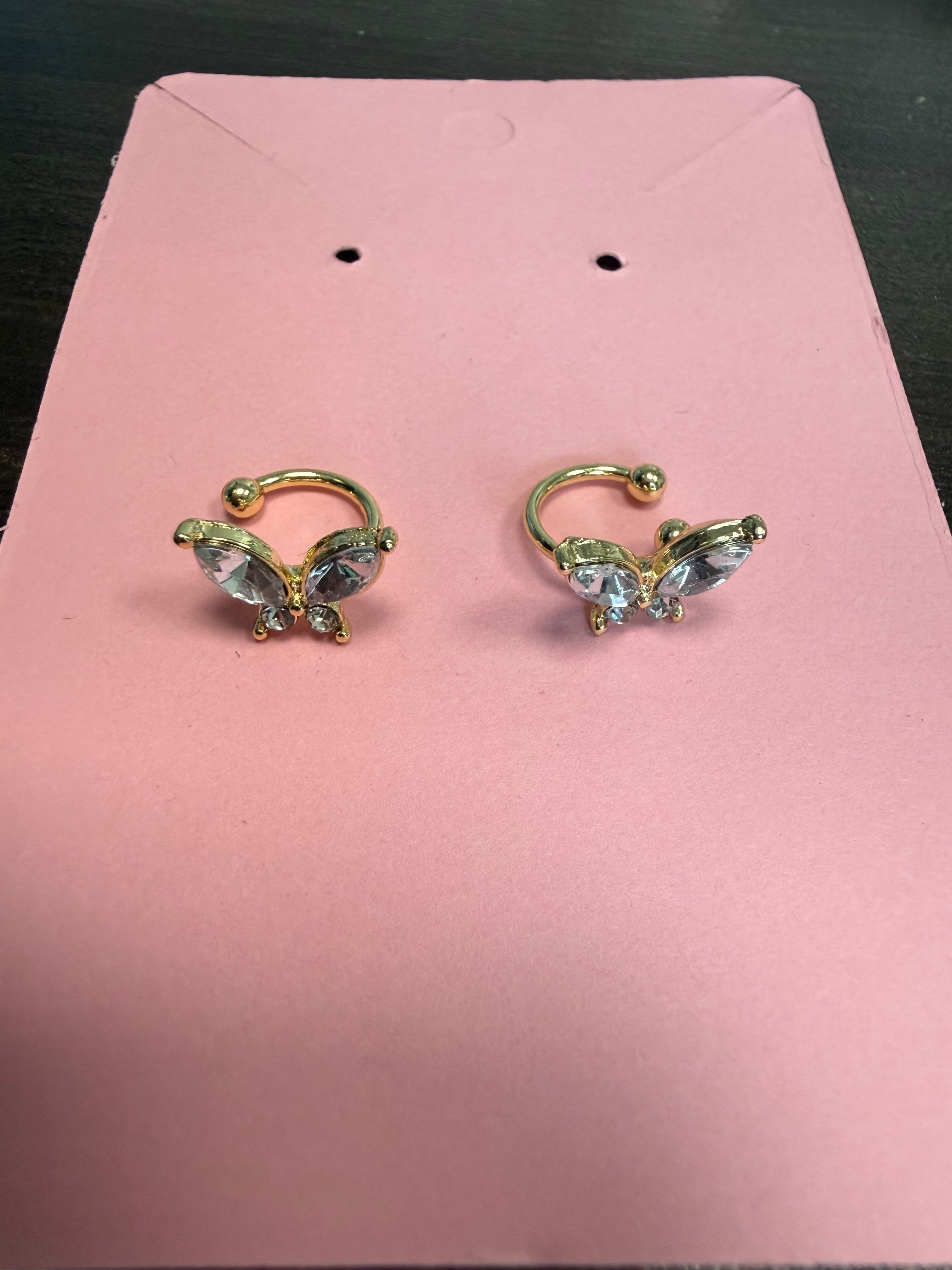 Zircon Butterfly Ear Clips