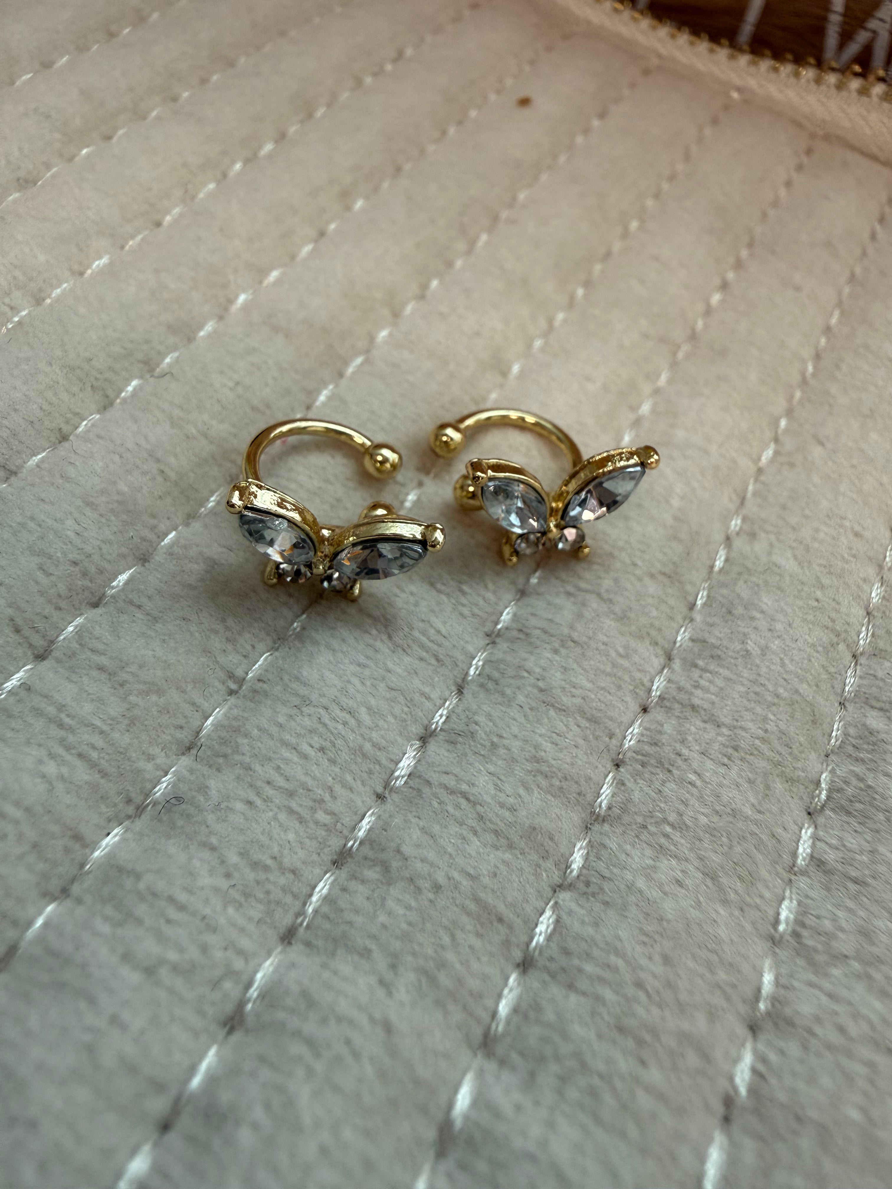 Zircon Butterfly Ear Clips