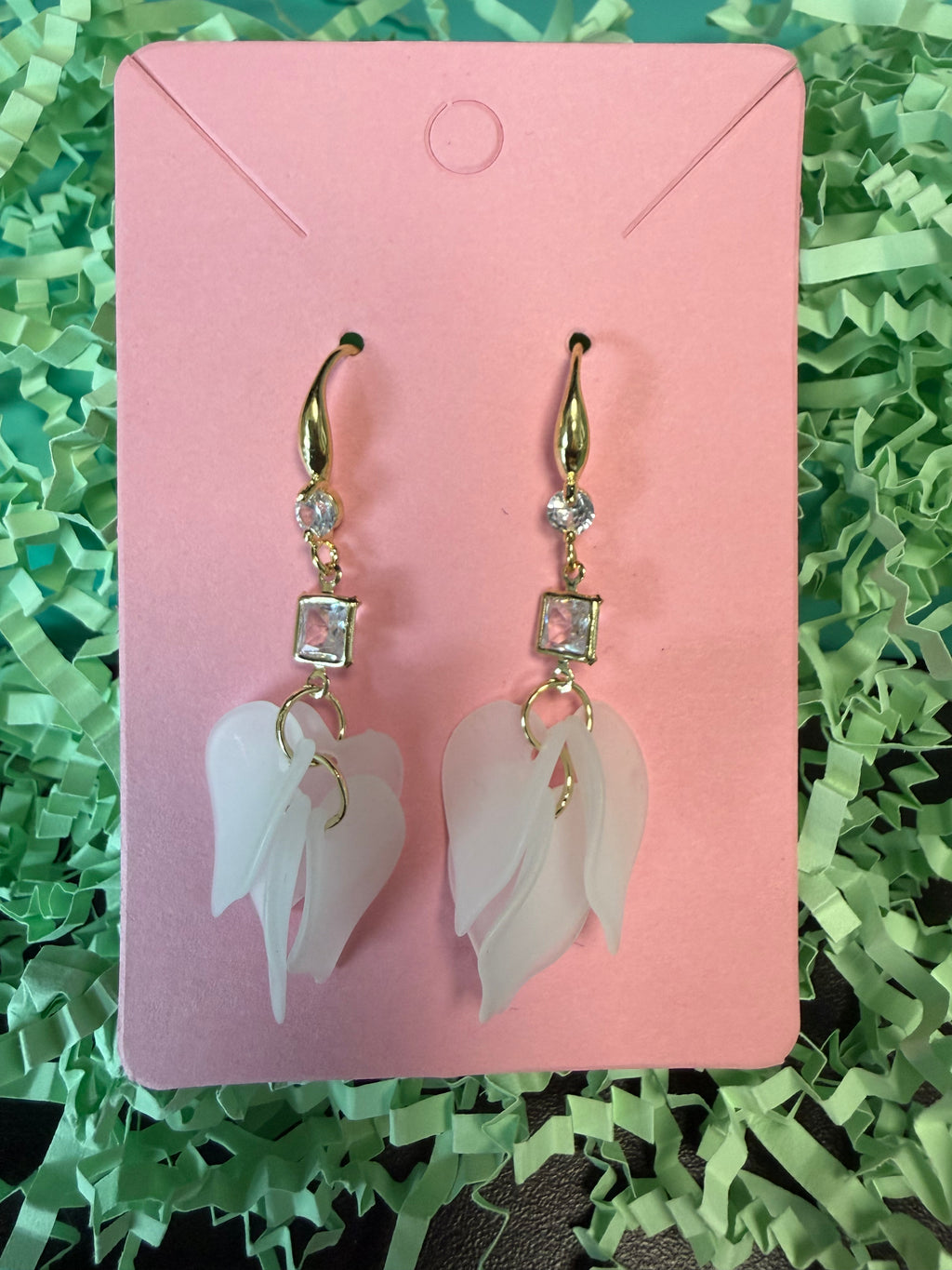 Clear Square Gem Leaf Drop