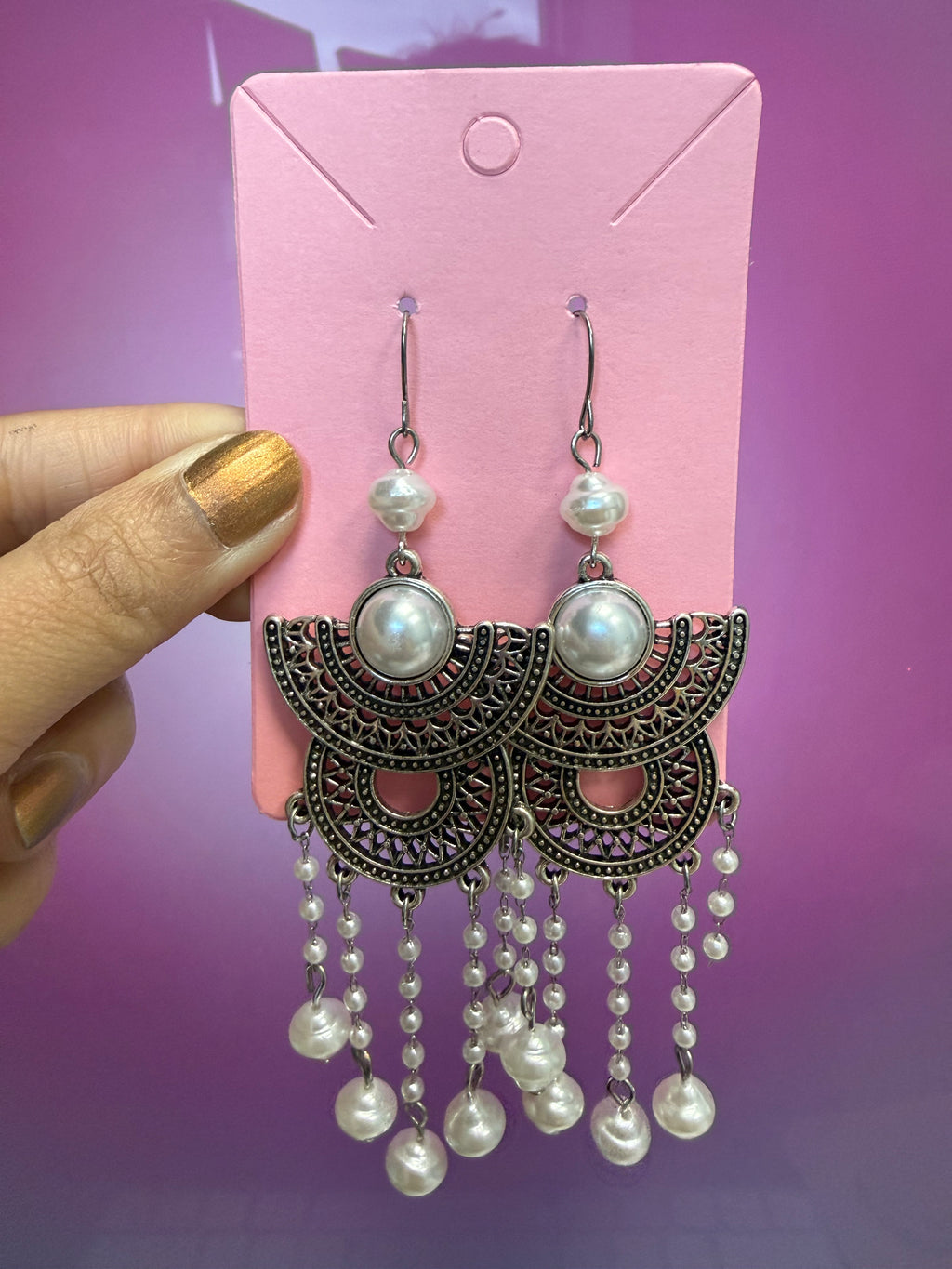 Antique Silver Pearl Tassels