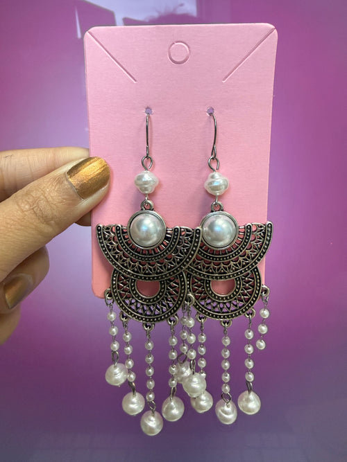Antique Silver Pearl Tassels