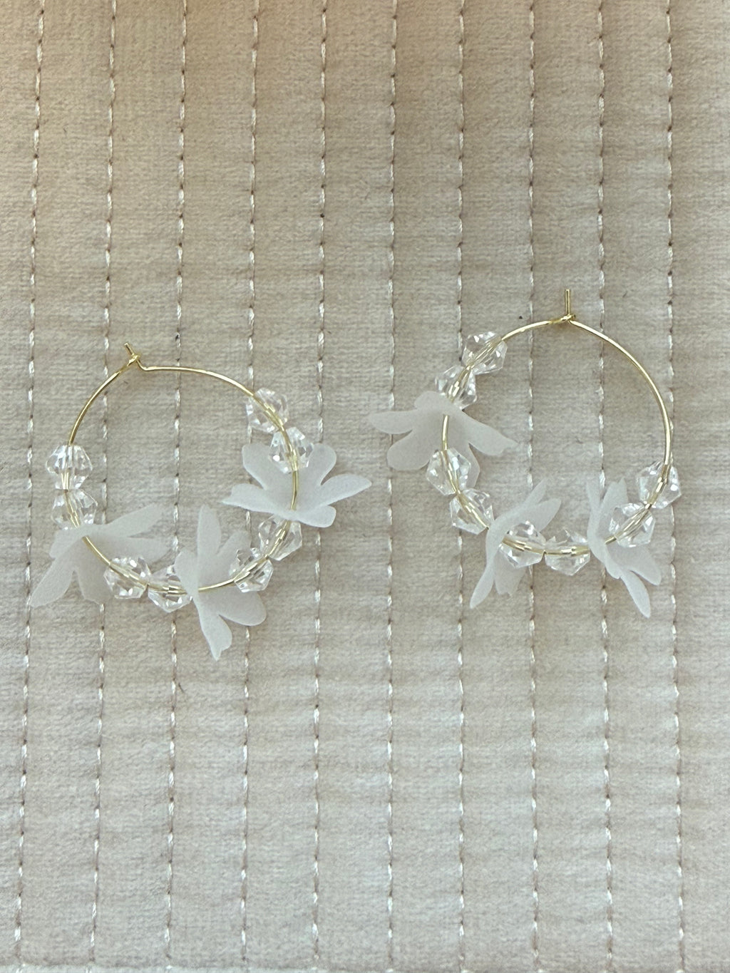 Gold Hoop Frosted Petal Drop