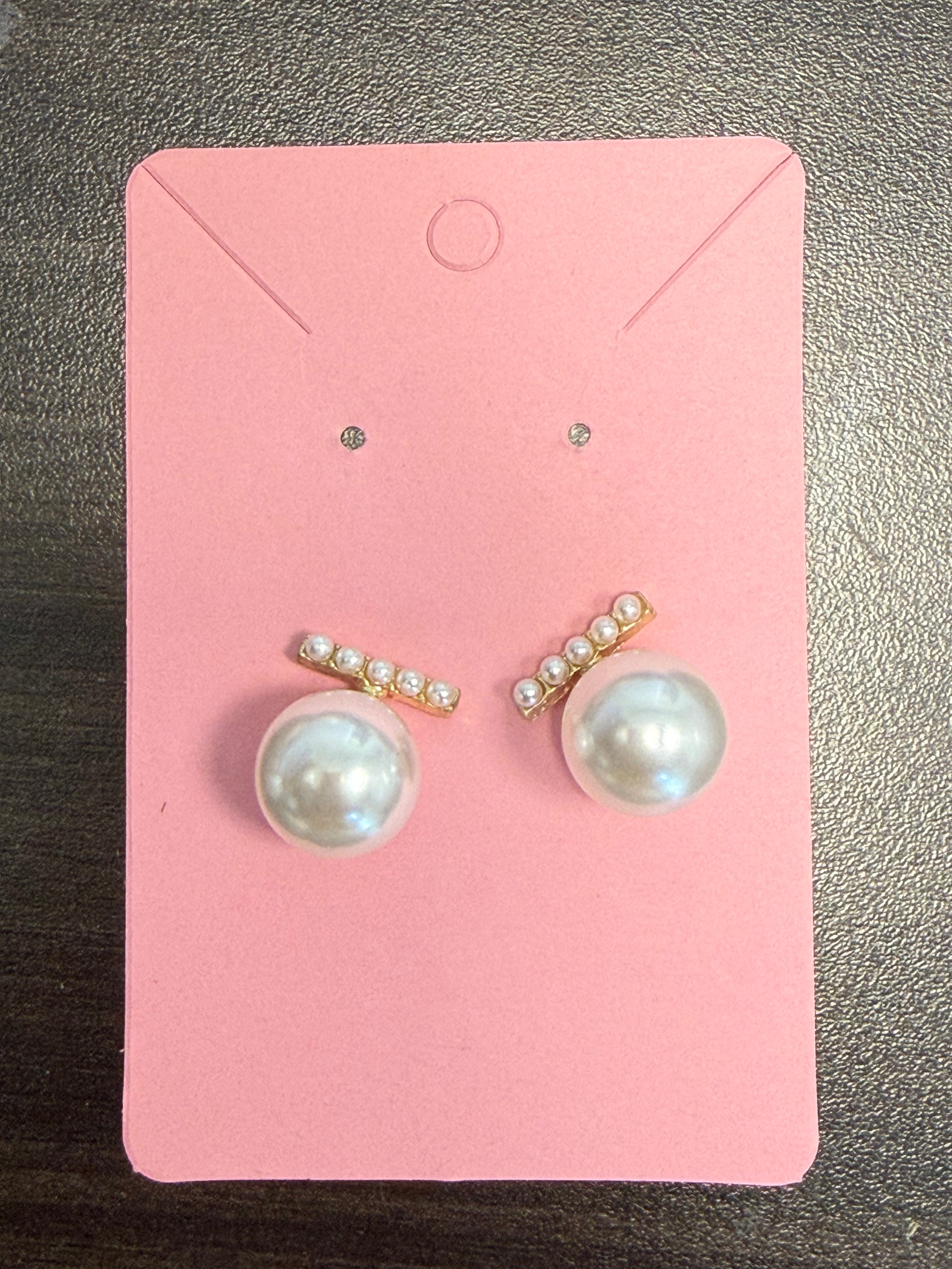 Artificial Pearl Row Stud Earrings