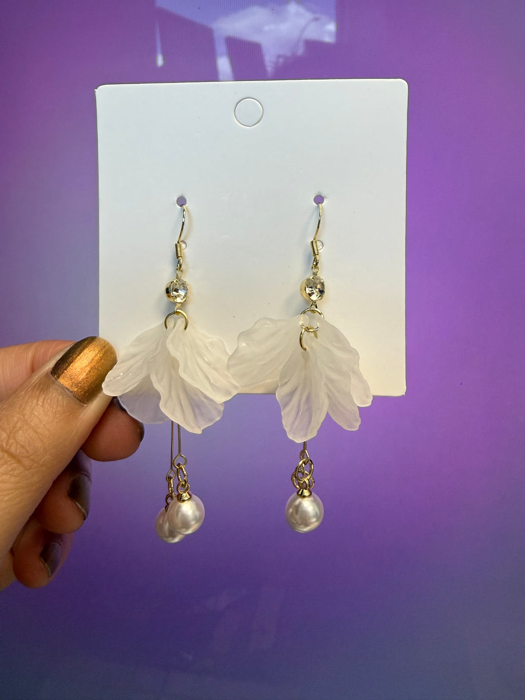 4 Petal Flower Rhinestone Center Tassel