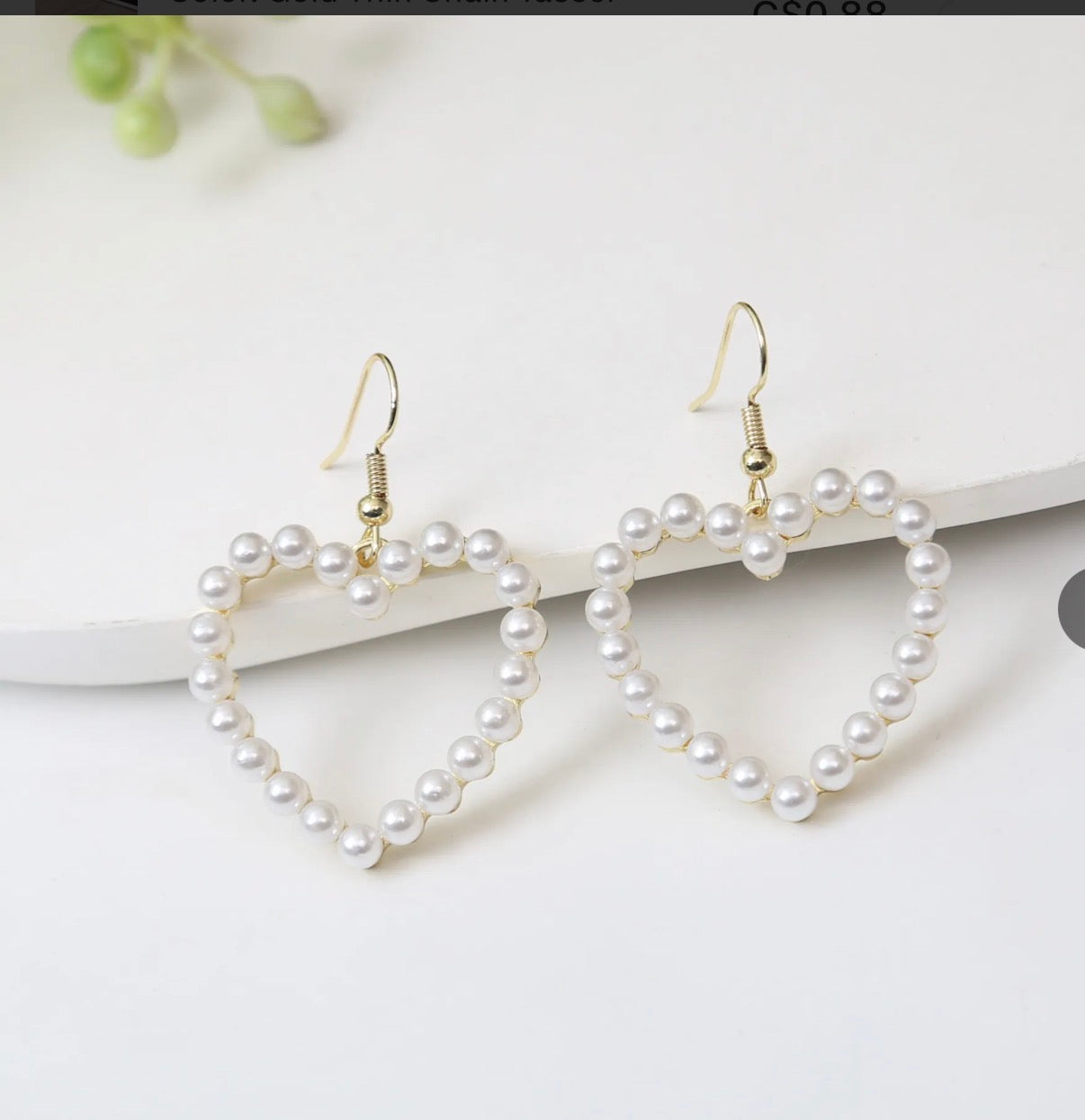 White Pearl Heart Frame Ear Hook