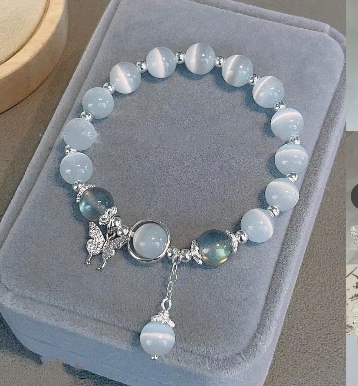 Crystal Glass Cat Eye Stone Alloy Butterfly