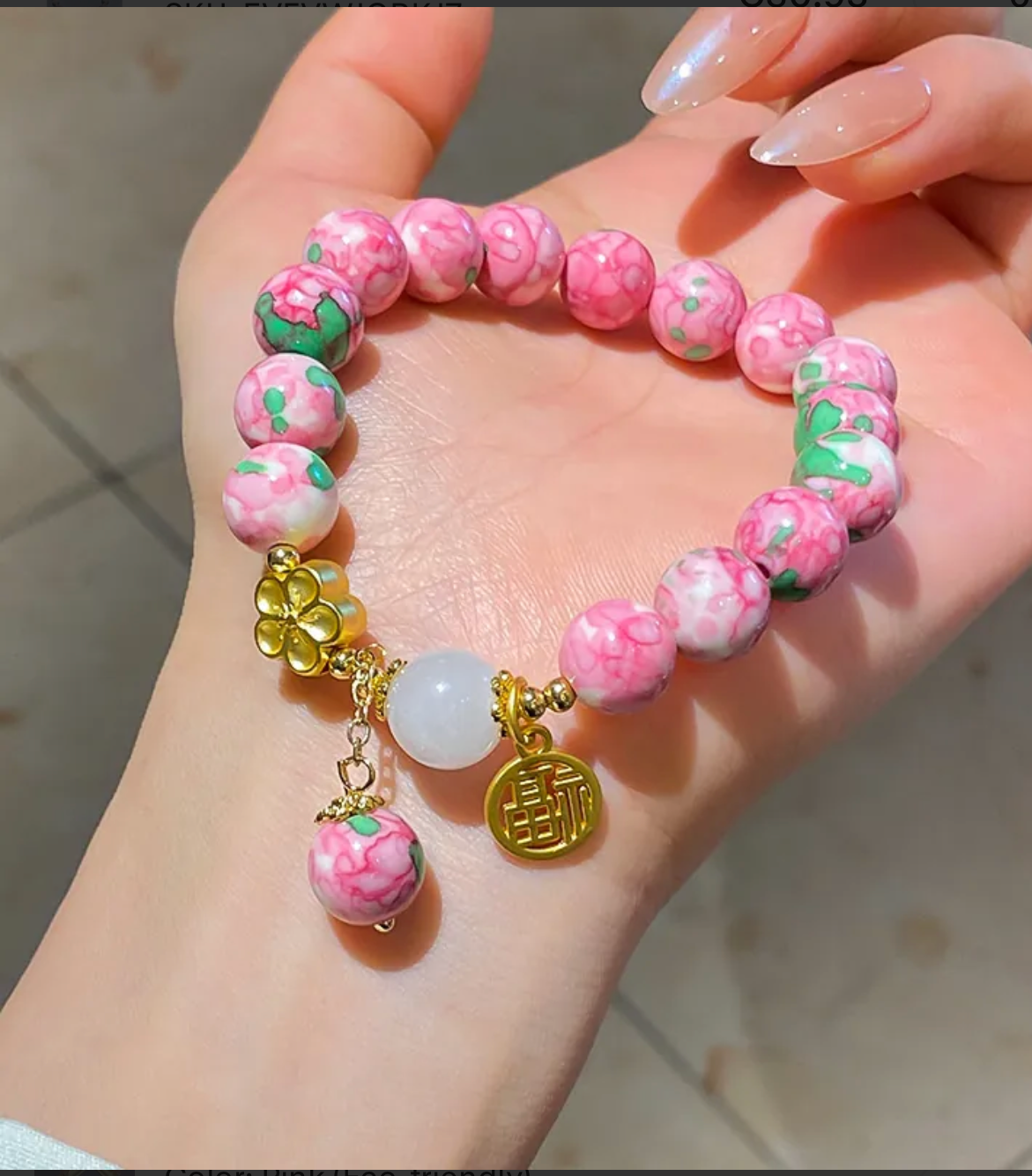Pink Fortune Glass Cat Eye