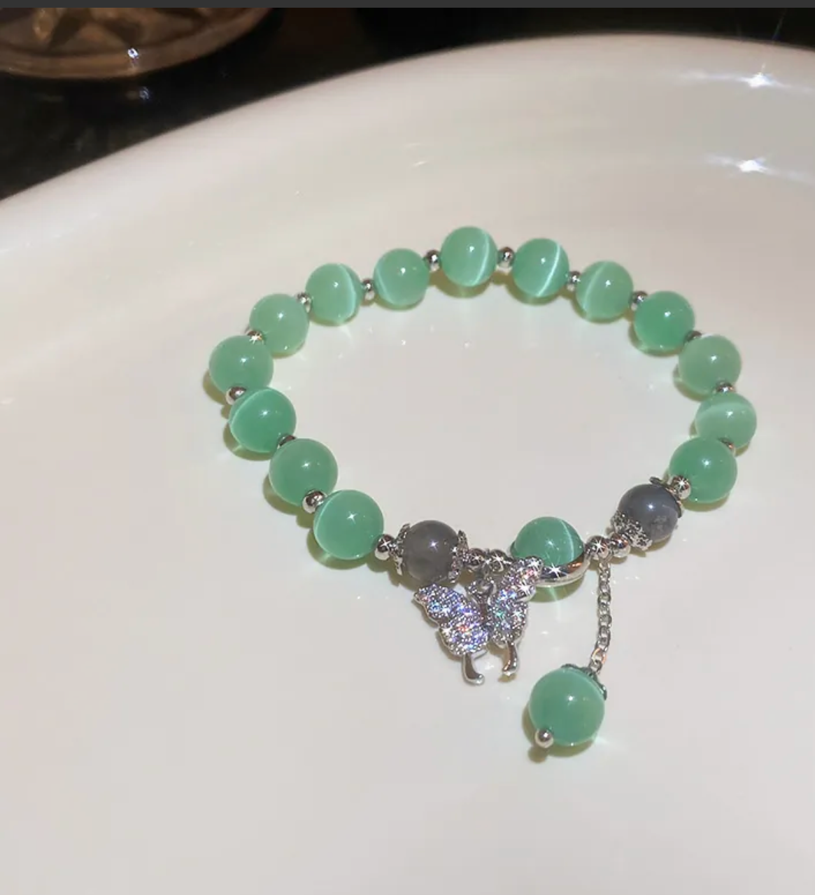 Green Crystal Cat Eye Bracelet