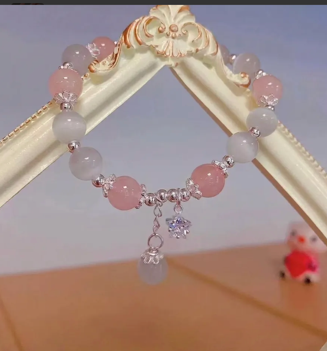 Pink Crystal Glass Cat eye