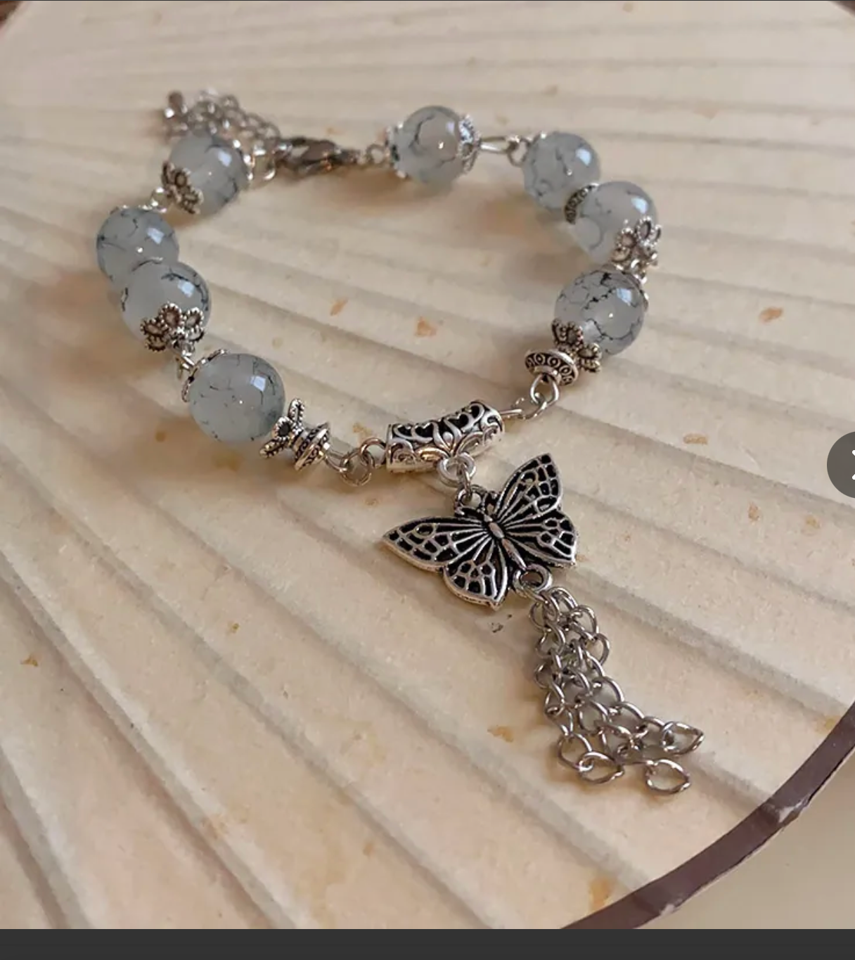 Silver Grey Crystal Glass Cate Eye Stone