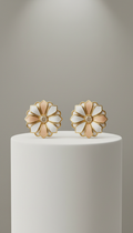 Gold and Enamel Floral Stud Earrings