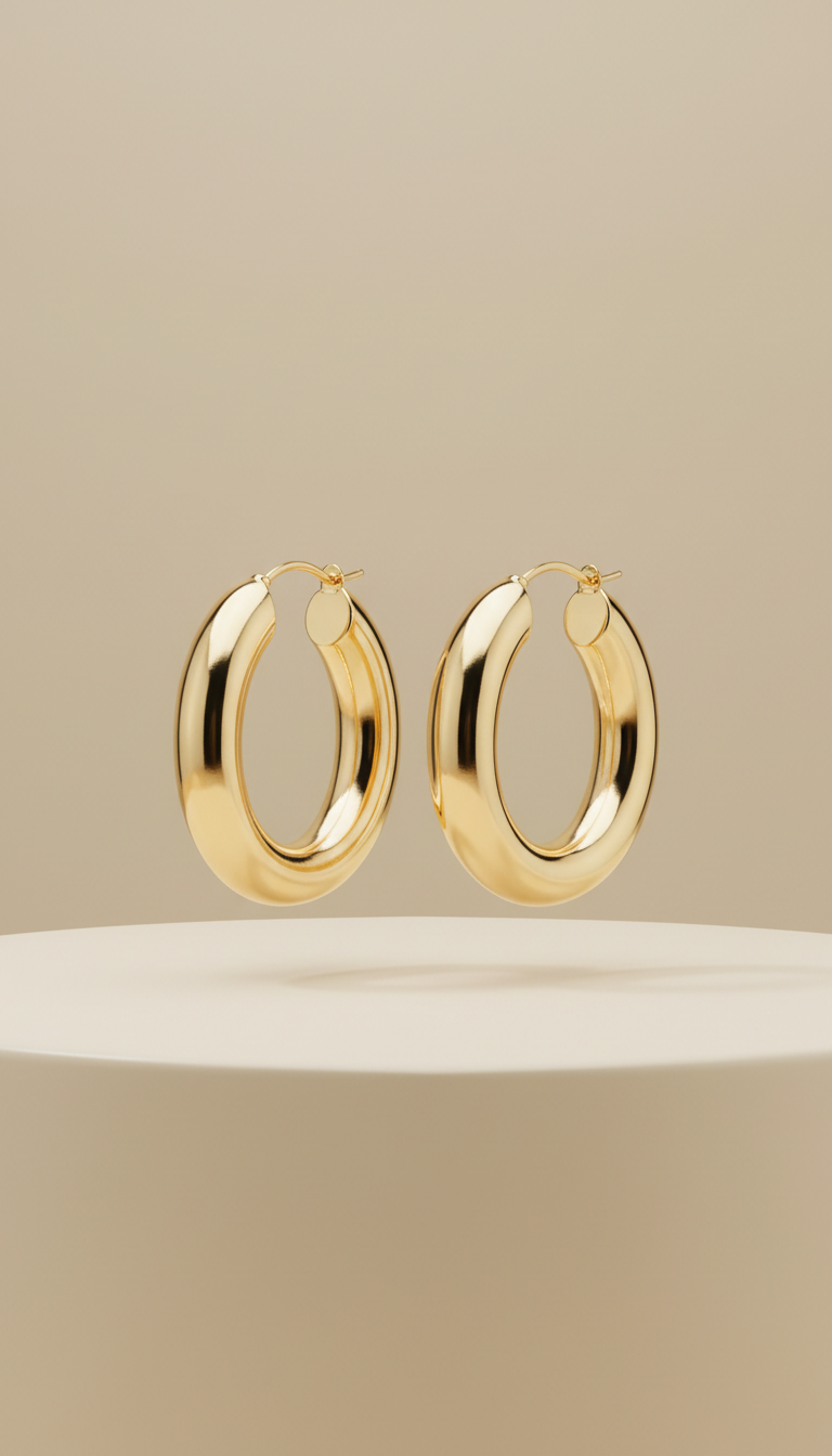 Polished Gold Hoop Earrings